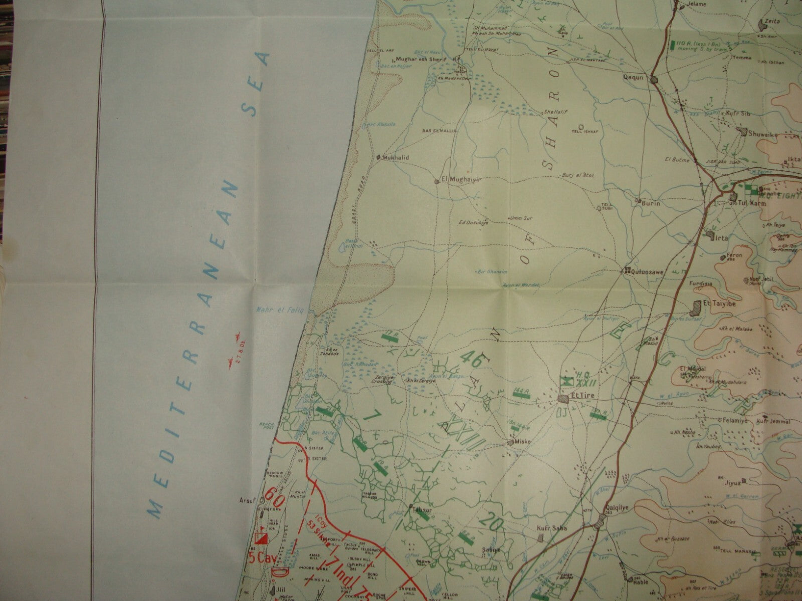 Palestine Israel Megiddo Map Army Military WWI Turkish British Army Military