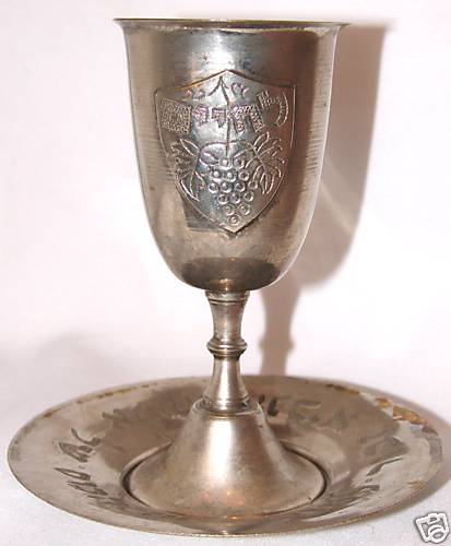 Authentic Moroccan Kiddush Cup & Plate Handmade Elijah