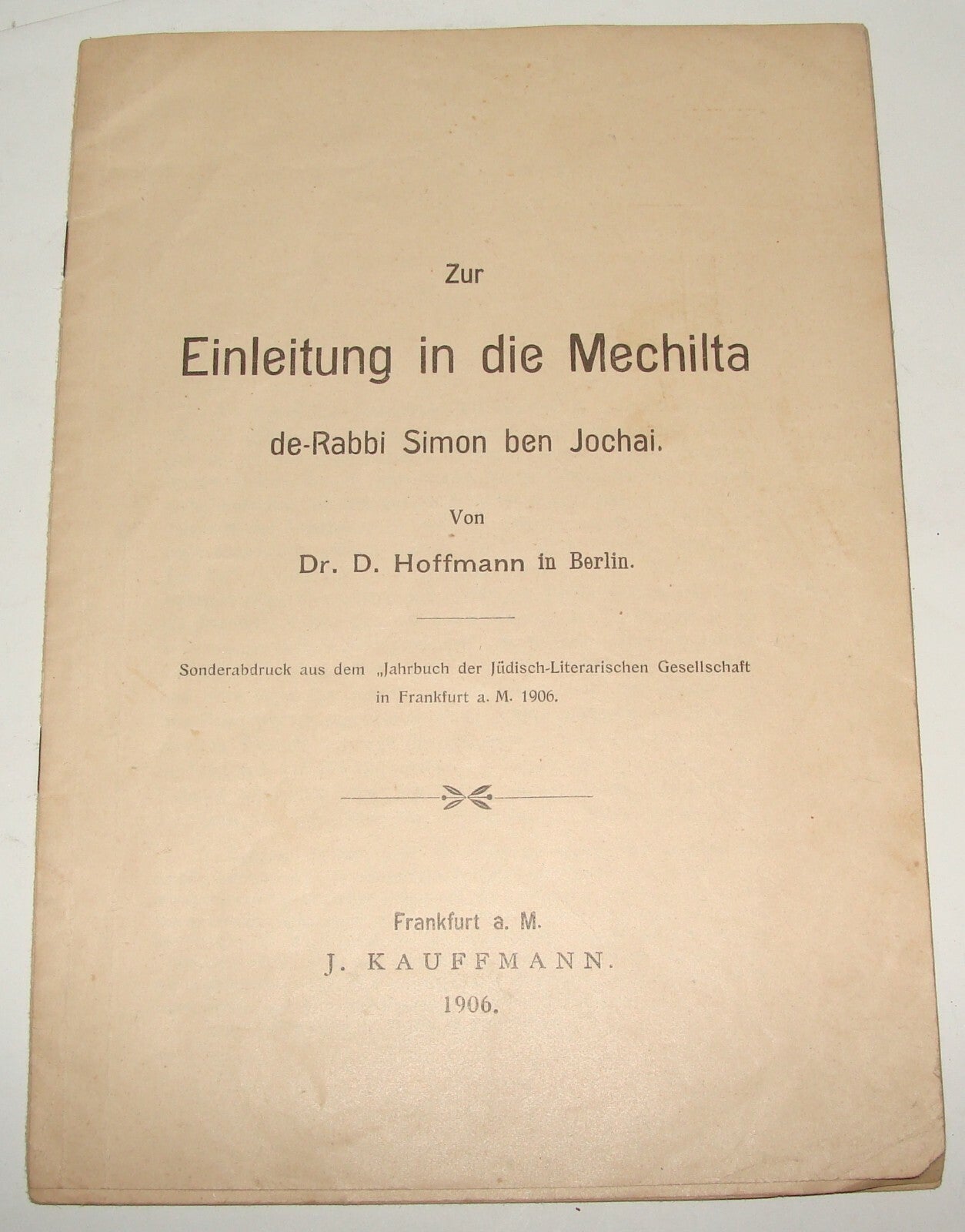 Booklet Jewish Judaica Antique 1906 MECHILTA Rabbi Shimon Bar Yochai German