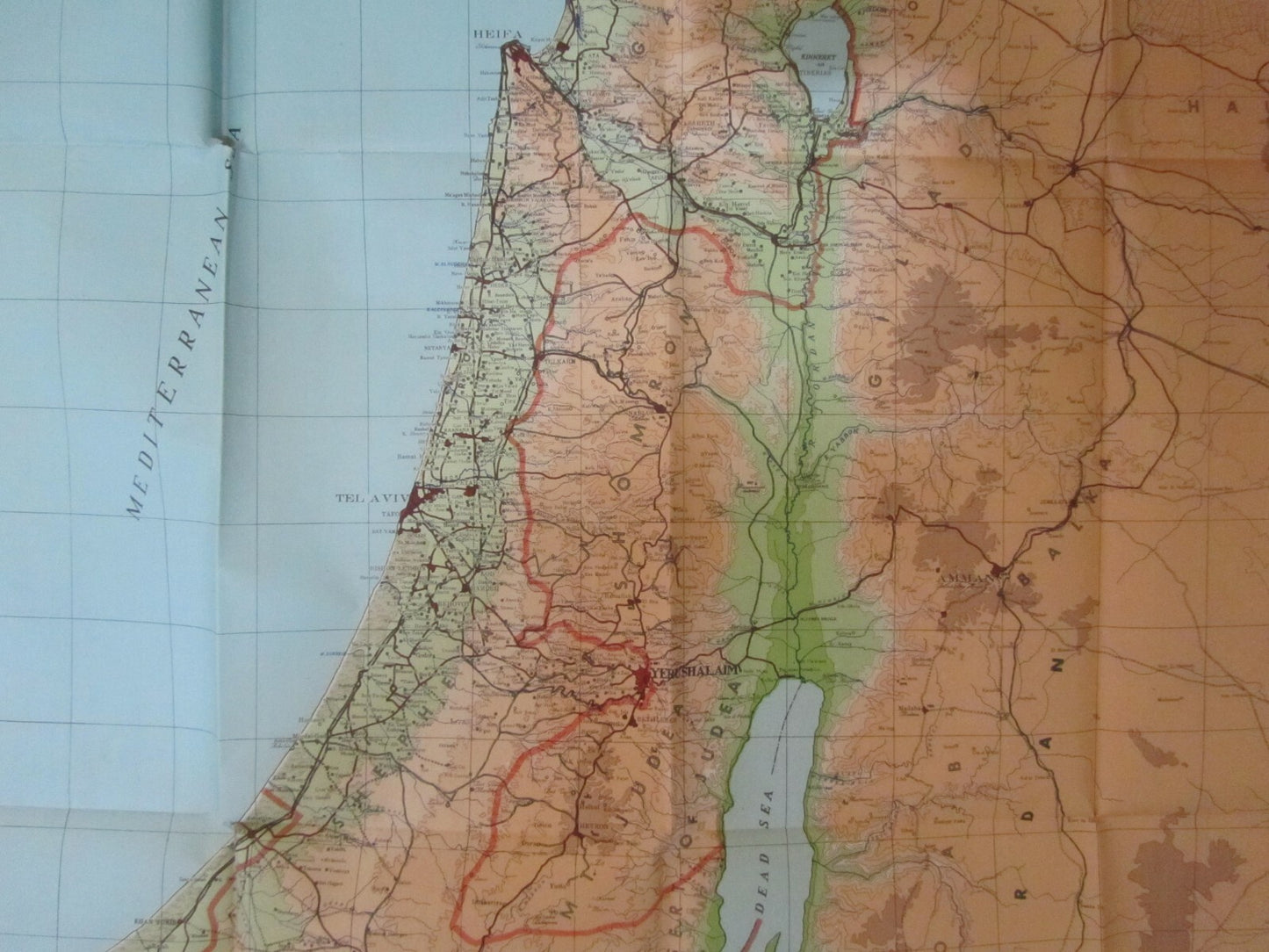 Map Jewish RARE 1952 ISRAEL An Up To Date of The Holy Land Hebrew Settlements