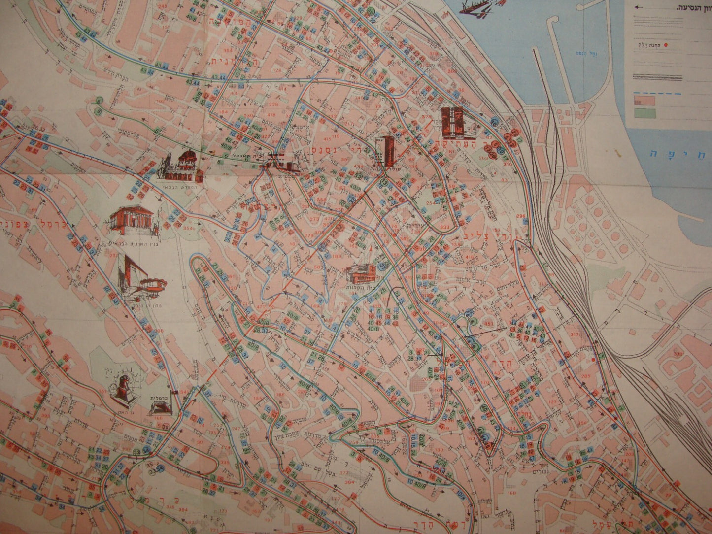 Map Jewish Judaica ISRAEL HAIFA EGGED Bus Company Transport Hebrew 1978