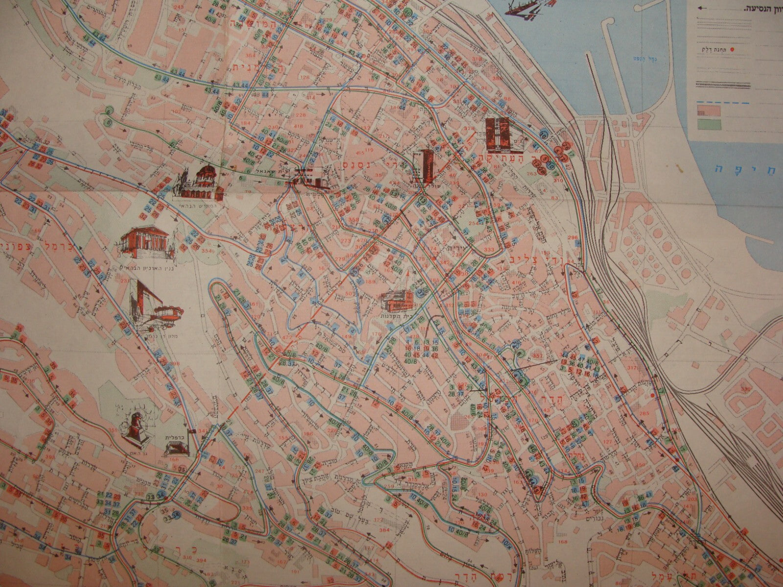 Map Jewish Judaica ISRAEL HAIFA EGGED Bus Company Transport Hebrew 1978