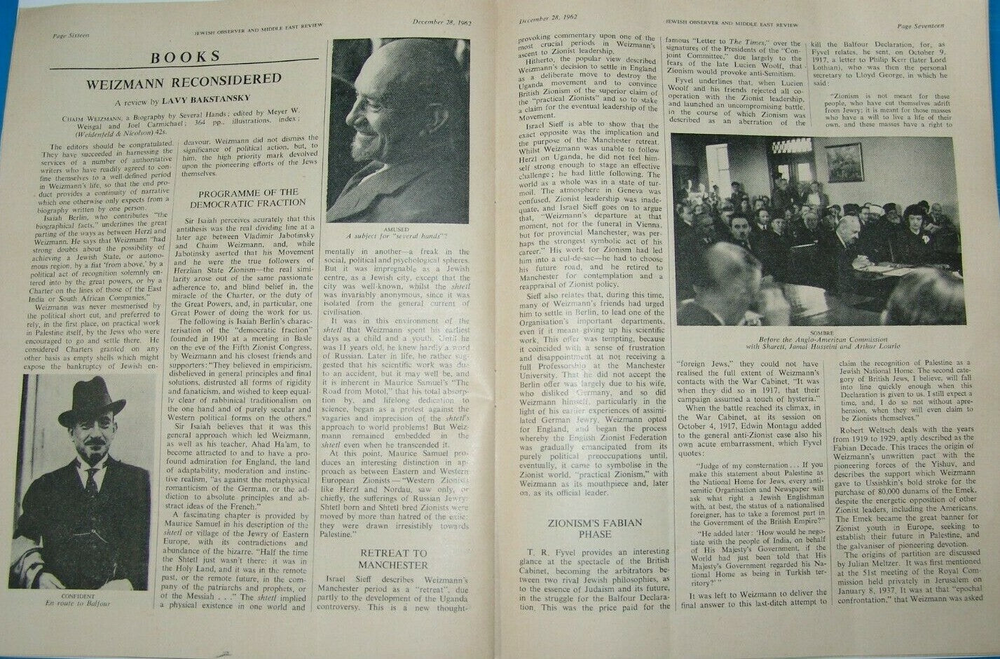 Newspaper Jewish observer israel israeli Moshe Dayan middle east review ad 1962