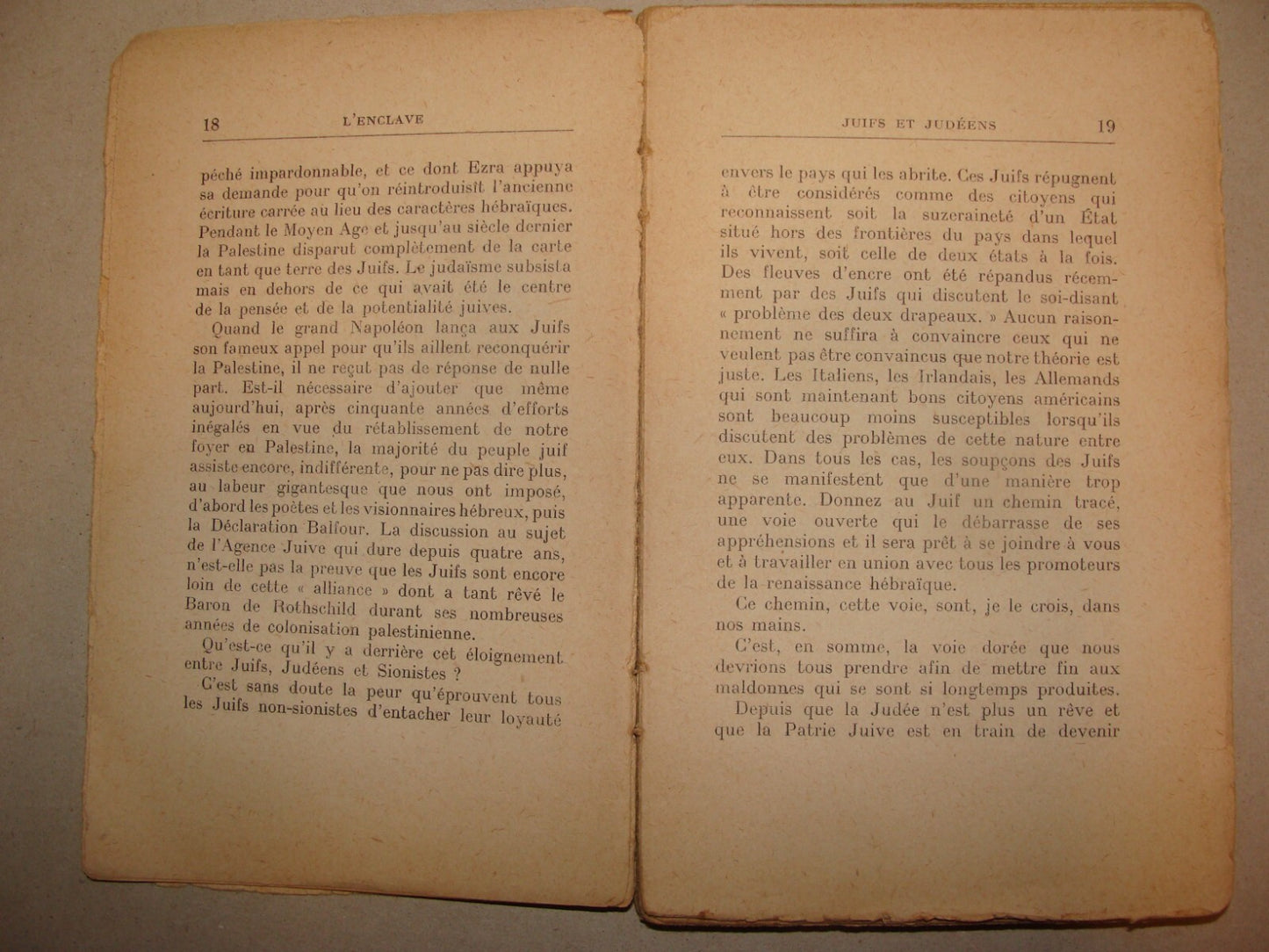 Book Jewish 1931 ITAMAR BEN AVI L'ENCLAVE French 1st Edition Zionist Palestine