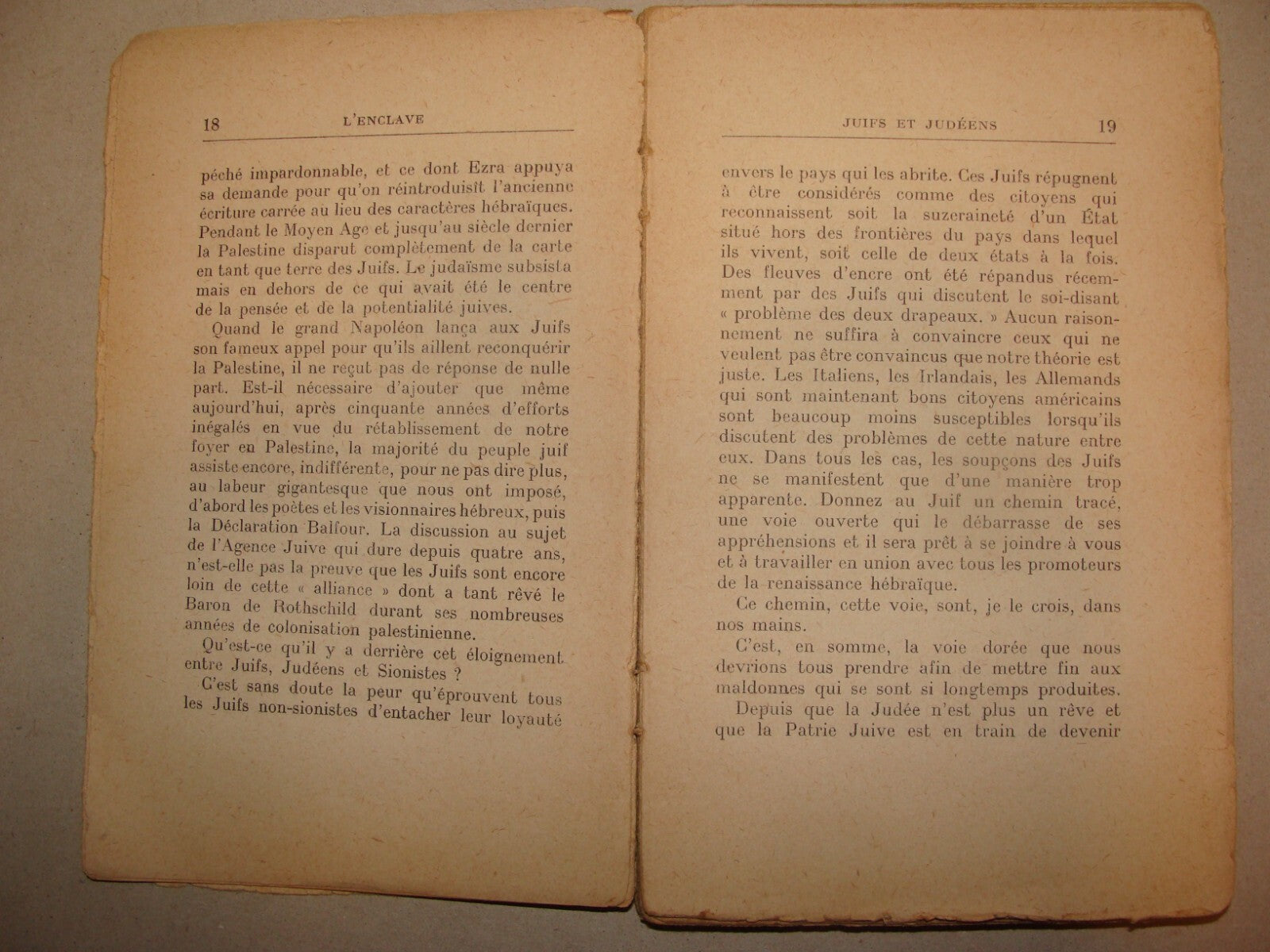 Book Jewish 1931 ITAMAR BEN AVI L'ENCLAVE French 1st Edition Zionist Palestine
