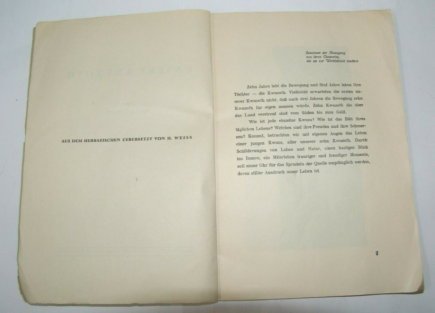 Book Jewish Judaica zionist zionism Unsere Kwuzoth Third Aliyah German 1934