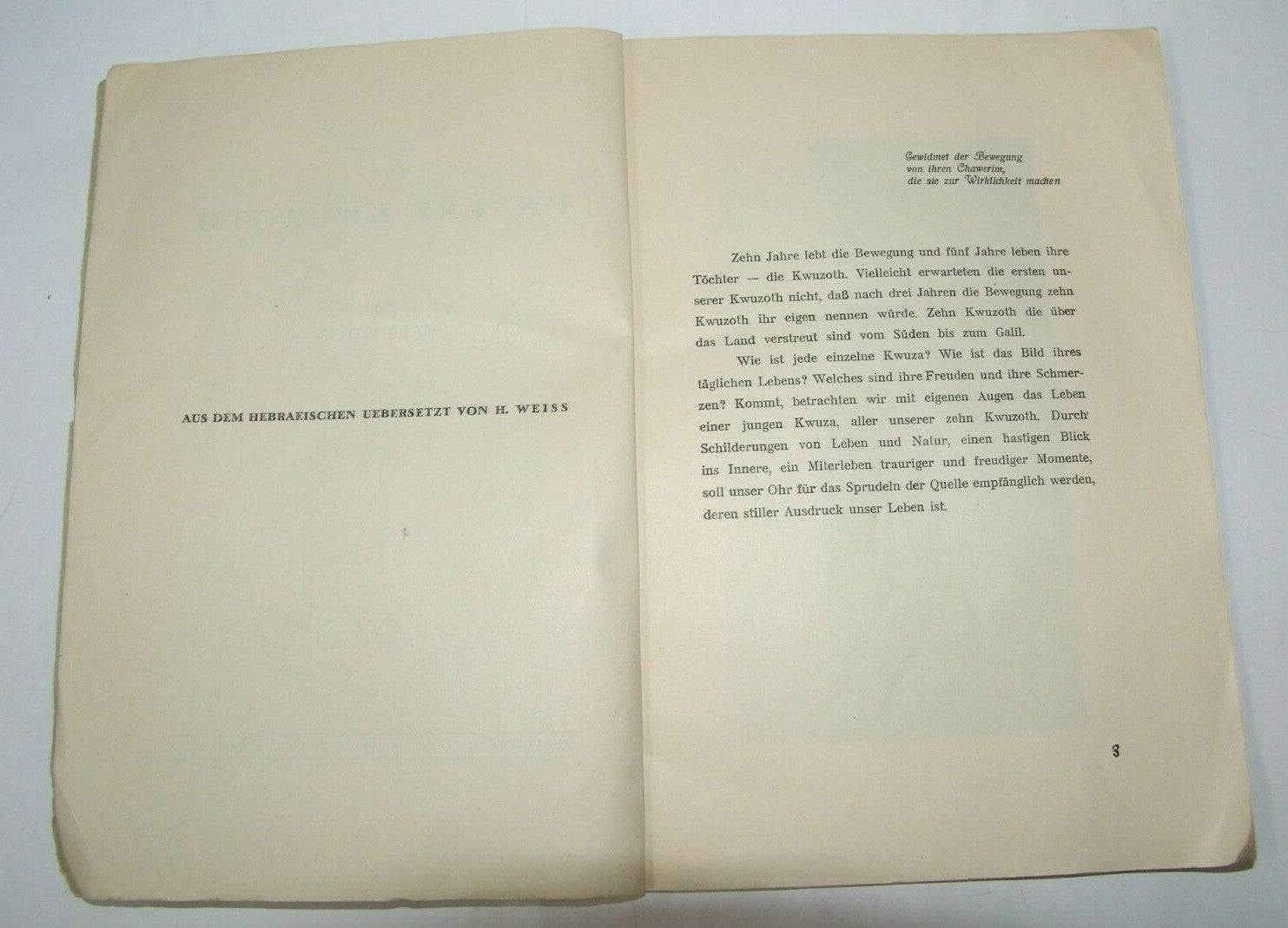 Book Jewish Judaica zionist zionism Unsere Kwuzoth Third Aliyah German 1934