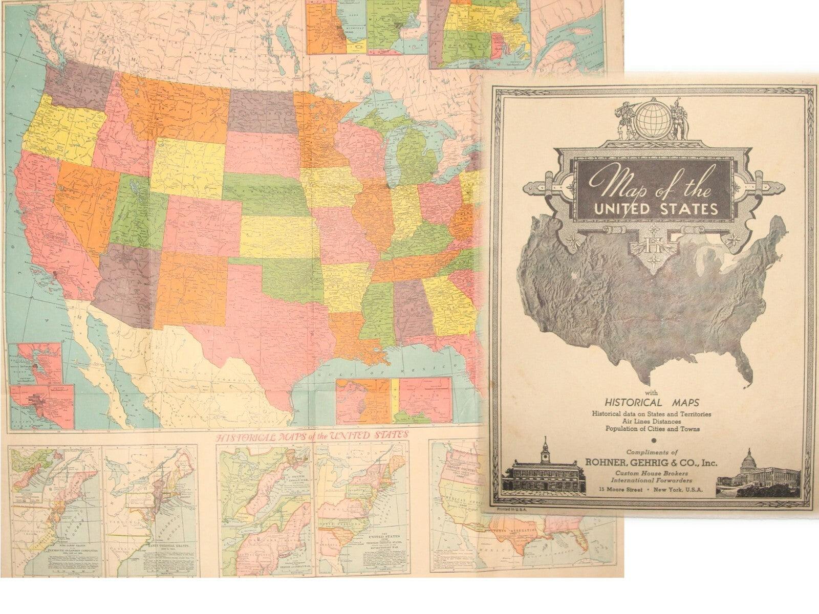 RARE Hammond's Map Of The United States C.S. HAMMOND 1920s