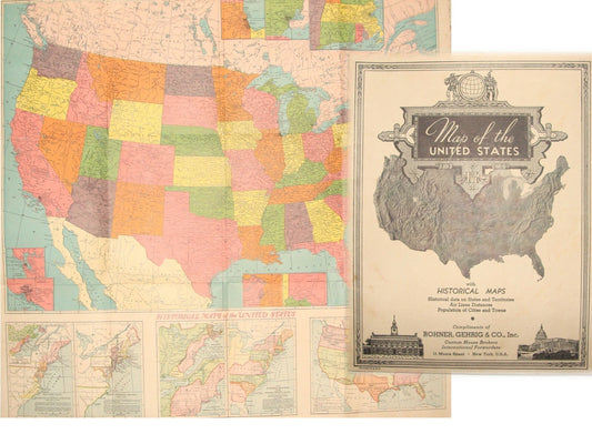 RARE Hammond's Map Of The United States C.S. HAMMOND 1920s