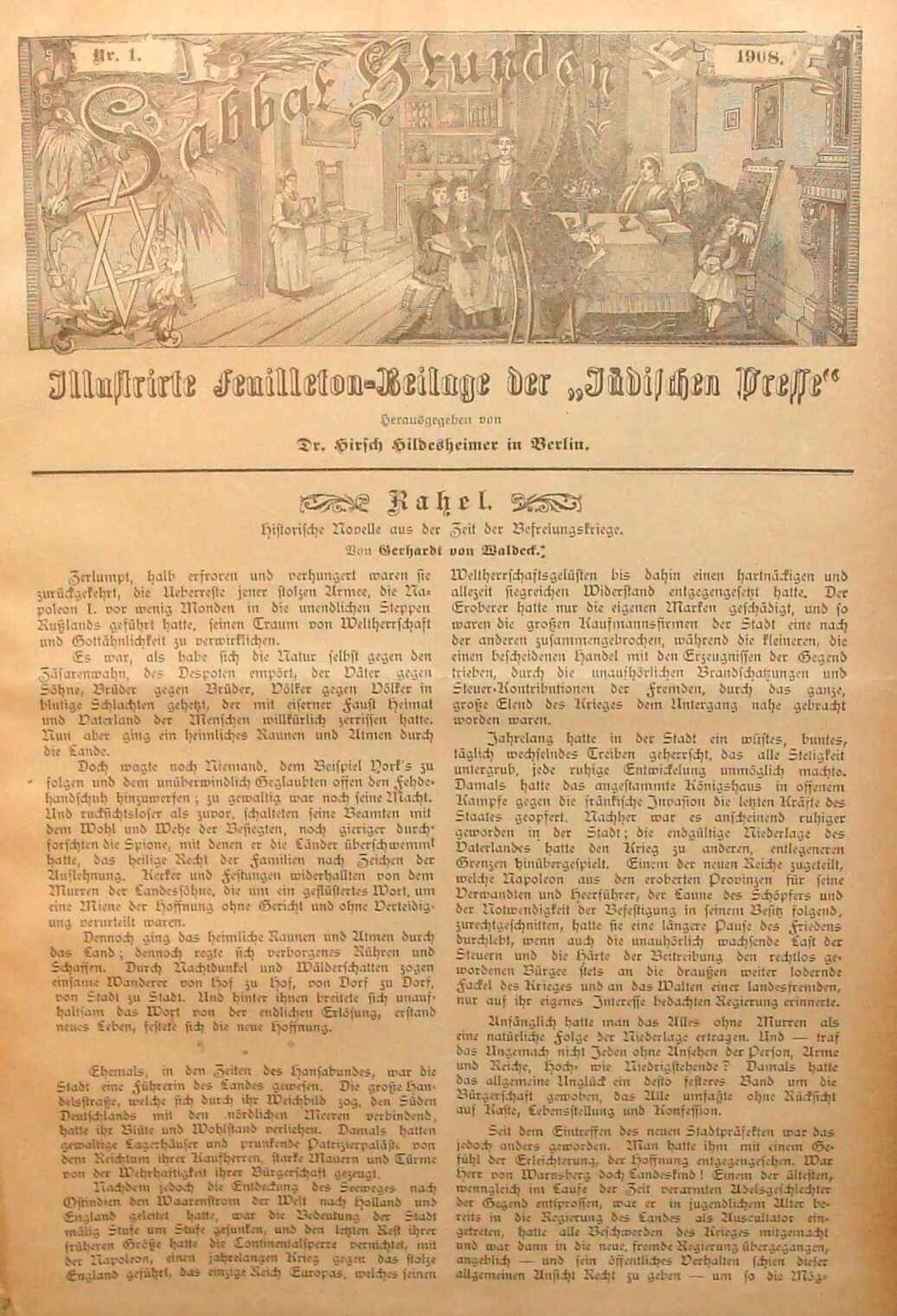 Germany Newspaper Jewish RARE Judaica German Sabbat Stunden 1908 Hildesheimer