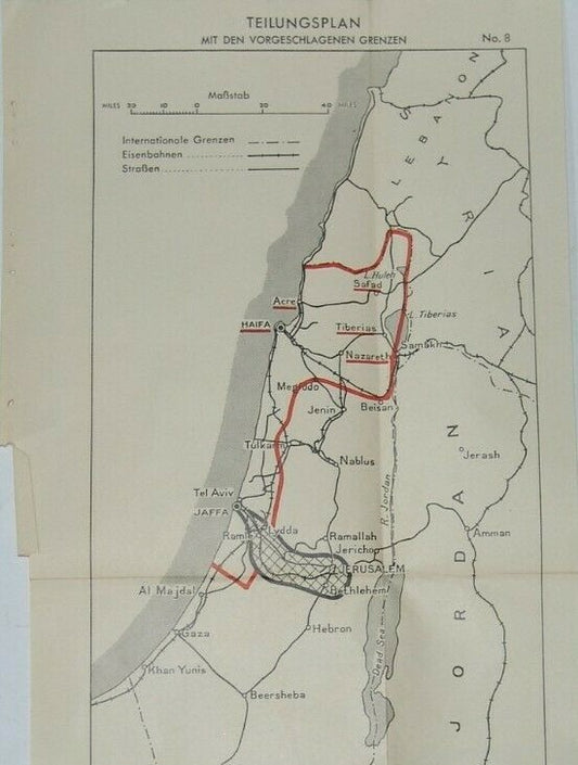 Jewish palestine Eretz Israel Peel Commission distribution plan border map 1937