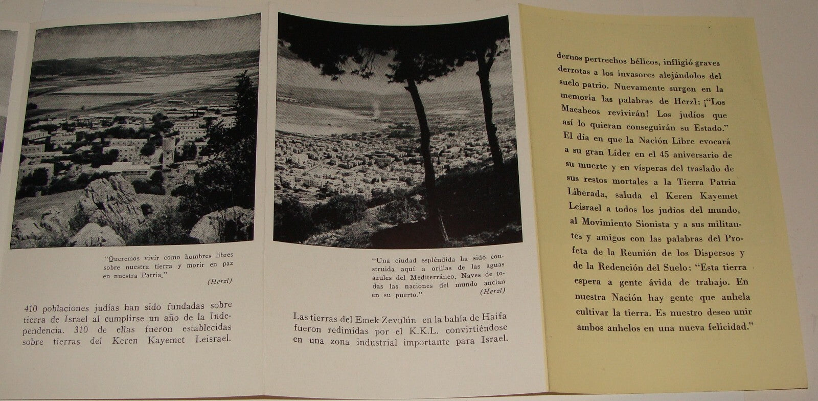 Booklet Jewish National Fund Judaica HERZL Zionist Spanish Zionist 1949? Israel