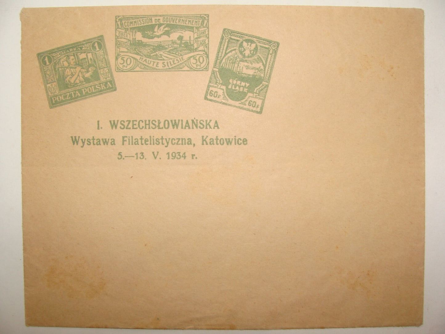 1934 Wszechlowianska Wystawa Filatelistyczna Katowice Stamp Cover Poland Unused